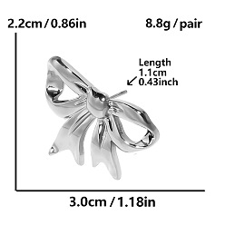 Платина 304 серьги-гвоздики в виде банта из нержавеющей стали для женщин, элегантный и уникальный дизайн, платина, 22x30 мм