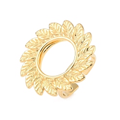Цветок 304 открытые манжеты из нержавеющей стали для женщин, реальный 18 k позолоченный, цветок, 30x30 мм, регулируемый