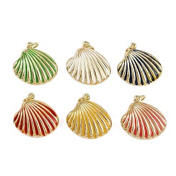 (52) Непрозрачная лаванда Подвески в форме ракушек из латуни с эмалью, с прыжковых колец, золотые, стойки покрытие, без кадмия и без свинца, долговечный, разноцветные, 19.5x19x7 мм, отверстие : 3.4 мм