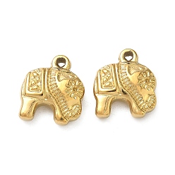 Настоящее золото 18K 304 подвески из нержавеющей стали, очарование слона, ионное покрытие (ip), реальный 18 k позолоченный, 15.5x14x6 мм, отверстие : 1.4 мм