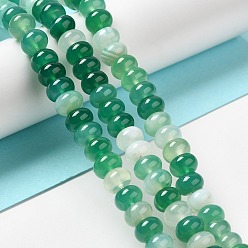Средний Морско-зеленый Природный агат бисер нитей, окрашенная и подогревом, рондель, средний морской зеленый, 8~8.5x4.5~5.5 мм, отверстие : 1.4 мм, около 41 шт / нитка, 7.40~7.48'' (18.8~19 см)