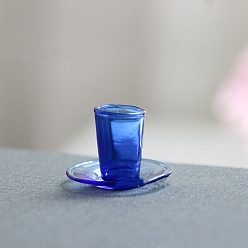 Королевский синий Украшения из стеклянной чашки и блюдца, аксессуары для кукольного домика с микро-ландшафтом, притворный реквизит, королевский синий, 28 мм
