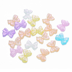 Mixed Color Resin Cabochons, with Glitter Powder, Bowknot, Mixed Color, 8x11x2.5mm