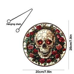 Skull Акриловое украшение на вечеринку в честь Хэллоуина, с железной цепью и присоской, светящееся свечение в темноте, для домашней настенной подвески, украшения для сада и дома, череп, 200 мм