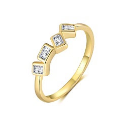 Золотой Прямоугольник 925 стерлинговое серебро с прозрачными кубическими цирконами кольца на пальцы, золотые, внутренний диаметр: 20.2 мм