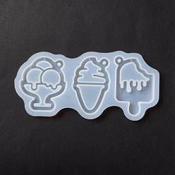 Silicone DIY Ice Cream Pendant Silicone Molds, Quicksand Molds, Resin Casting Molds, for UV Resin & Epoxy Resin Craft Making, 79x167x9mm, Hole: 3.5mm, Inner Diameter: 62.5~65.5x42~52.5mm