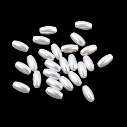 White ABS Plastic Imitation Pearl Beads, Oval, White, 8x4mm, Hole: 1.2mm, about 7400pcs/500g