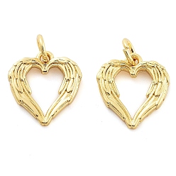 Настоящее золото 18K Стойки обшивки латунные подвески, без кадмия и без свинца, долговечный, сердце, реальный 18 k позолоченный, 14x13x2 мм, отверстие : 5 мм