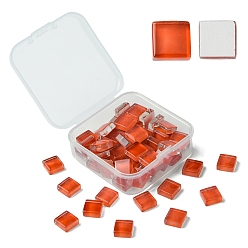 Лосось 60 шт. Прозрачные стеклянные кабошоны, квадратный, salmon, 9.8x9.8x4 мм