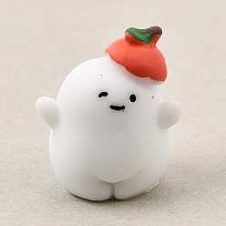 Orange Opaque Resin Elf with Apple Hat Ornament, Home Office Micro Landscape Desktop Decoration, Orange, 27x23.5x20mm