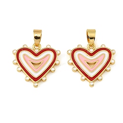 Real 18K Gold Plated Brass Enamel Pendants, Heart Charms, Real 18K Gold Plated, 20.5x20x2mm, Hole: 5.5x3mm