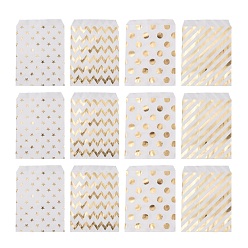 Бумага  100 шт 4 выкройки экологически чистые пакеты из крафт-бумаги, без ручек, для пакетов для хранения продуктов, подарочные пакеты, сумки для покупок, с диагональной полосой / звездой / горошком / волнистым узором, 18x13x0.01 см, 25 шт / образец