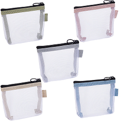 (52) Непрозрачная лаванда 5шт. 5 цвета нейлоновые сетчатые сумки для хранения на молнии, прямоугольные, разноцветные, 10.2x11.8x2.7 см, 1 шт / цвет