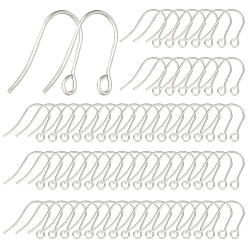 Нержавеющая Сталь Цвет 200 шт. 304 крючки для серег из нержавеющей стали, провод уха, с горизонтальной петлей, цвет нержавеющей стали, 18x15 мм, отверстие : 2 мм, 21 датчик, штифты : 0.7 мм