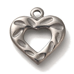 Античное Серебро 304 подвески из нержавеющей стали, шарма сердца, античное серебро, 16.5x16x2.8 мм, отверстие : 1.8 мм