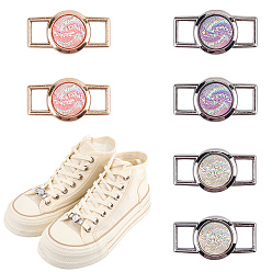 (52) Непрозрачная лаванда Подвески-шнурки из сплава и смолы, для аксессуаров украшения обуви, прямоугольник с рисунком туманности, разноцветные, 6 шт / комплект, 16x30x4.5 мм, отверстие : 7x5 мм