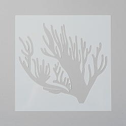 Transparent Malschablonen aus Kunststoff, Zeichnungsvorlage, zum Bemalen von Scrapbook Stoff Fliesen Boden Möbel Holz, Baummuster, weiß, 13x13x0.01 cm