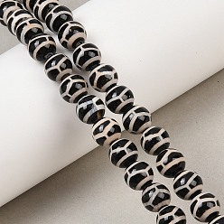 Tortoise Pattern Тибетского стиля DZI бисер нитей, природных бисера агат, круглые, чёрные, окрашенная и подогревом, черепаховый узор, 8 мм, отверстие : 1 мм, около 47 шт / нитка, 14.84'' (37.7 см)