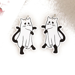 Cat Shape Акриловые подвески на тему призраков Хэллоуина, форма кошки, 44x31 мм