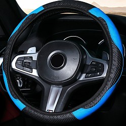 Dodger Blue PU Leather Steering Wheel Cover, Skidproof Cover, Universal Car Wheel Protector, Dodger Blue, 380mm