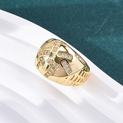 Настоящее золото 18K Латунные кольца-манжеты с микропаве из прозрачных кубических цирконий для женщин, стойки покрытие, без кадмия и без свинца, долговечный, прямоугольник, реальный 18 k позолоченный, 15 мм