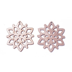 BurlyWood Undyed Wood Pendants, Snowflake, BurlyWood, 66x60x2mm, Hole: 3mm