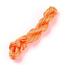 Dark Orange Satin Rattail Cord, Polyester Cords, Chinese Knot Braided Rope, Dark Orange, 2mm, about 10.93 yards(10m)/bundle