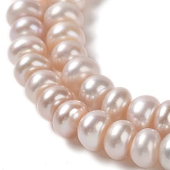 Pêche Brins de perles de culture d'eau douce naturelles, Note 5 un, rondelle, peachpuff, 3.5~4x2~3mm, Trou: 0.7mm, Environ 141~145 pcs/chapelet, 15.43'' (39.2 cm)