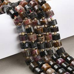 Турмалин Нити из натуральных разноцветных турмалиновых бусин, колонка, с бисером, 9.5~11x5.5~7 мм, отверстие : 1 мм, около 40~47 шт / нитка, 15.75'' (40 см) ~ 15.94'' (40.5 см)