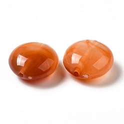 Coconut Brown Transparent Acrylic Beads, Two Tone, Flat Round, Coconut Brown, 15.5x8mm, Hole: 1.5mm, about: 390pcs/500g