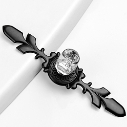 Прозрачный Цинковый сплав и k9 ручка ящика с черепом из хрусталя, с винтами, шкаф тянет ручки для ящика, аксессуары для дверных ручек, Хэллоуин тема, электрофорез черный, прозрачные, 118 мм