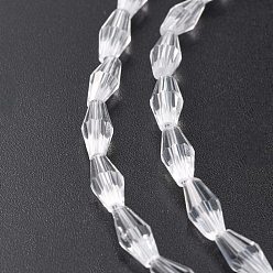 Clear Glass Beads Strands, Faceted, Bicone, Clear, 8x4x4mm, Hole: 1mm