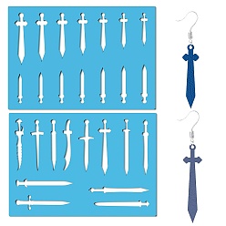 Другие Акриловая серьга ручной работы шаблон, трафареты для резки кожи, глубокое синее небо, меч, 130x90x2 мм, 2 шт / комплект