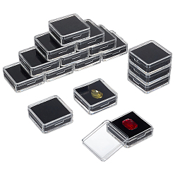 Черный Квадратные коробки для хранения россыпью драгоценных камней из полистирольного пластика, с губкой, чёрные, 4.1x4.1x1.5 см