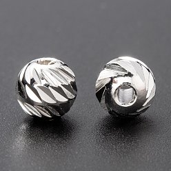 Серебро Латунные бусины, долговечный, граненые, колонка, серебряные, 7.5x7 мм, отверстие : 2 мм