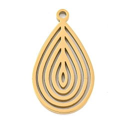Настоящее золото 18K 304 подвески из нержавеющей стали, лазерная резка, очарование слезы, реальный 18 k позолоченный, 23.5x13x1 мм, отверстие : 1.2 мм