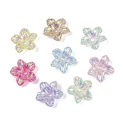 (52) Непрозрачная лаванда Акриловый шарик крышки, радужный, 5-лепестков цветка, разноцветные, 11.5x3.5 мм, отверстие : 1.4 мм