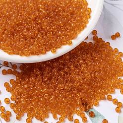 (RR138) Transparent Orange Миюки круглые бусины рокайль, японский бисер, 8/0, (rr 138) прозрачный оранжевый, 8/0, 3 мм, отверстие : 1 мм, Около 422~455 шт / 10 г