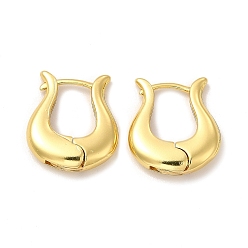 Настоящее золото 18K Латунные серьги-кольца с тюльпаном для женщин, без свинца и без кадмия, реальный 18 k позолоченный, 18x15x4 мм, штифты : 0.8 мм