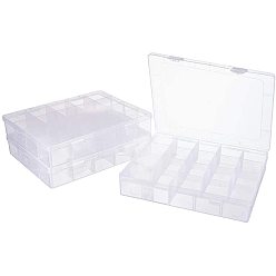 Transparent Kunststoff-Kügelchen Lagerbehälter, 20 Fächer, Rechteck, Transparent, 17.5x22.3x4 cm, Innen: ca. 4x4cm, 4 Stück / Set