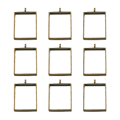Antique Bronze Alloy Open Back Bezel Big Pendants, For DIY UV Resin, Epoxy Resin, Pressed Flower Jewelry, Rectangle, Antique Bronze, 29x20x5mm, Hole: 2.2mm