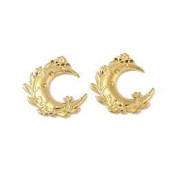 Настоящее золото 18K 304 подвески из нержавеющей стали со стразами, ионное покрытие (ip), луна, реальный 18 k позолоченный, подходит для 1 мм и 1.8 мм стразами, 26.5x25.5x2 мм, отверстие : 1 мм