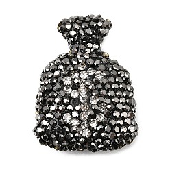 Реактивный Самолет Ручной полимерной глины шариков Rhinestone, сумка со знаком доллара, струя, 34.5~35x25~26x11~11.5 мм, отверстие : 1.5~1.8 мм