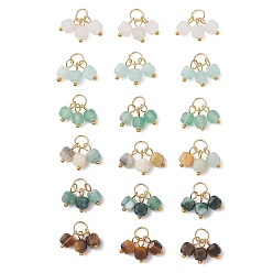 (52) Непрозрачная лаванда 18 шт. 6 цвета: натуральный цветочный амазонит, белый нефрит, зеленый авантюрин и тигровый глаз, подвески, подвески в виде граненых кубических бусин, смешанные окрашенные и неокрашенные, золотые, разноцветные, 10.5x5.5x5.5 мм, Перейти кольцо: 6x0.7 мм, внутренний диаметр: 4.7 мм, 3 шт / цвет