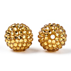 (932FM) Темно-синий аква-матовый с подкладкой Прозрачная смола горный хрусталь закончил бусы, с акриловыми круглыми бусинами внутри, темно-золотистые, 12 мм, отверстие : 2~2.5 мм