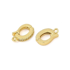 Золотой Овальные латунные застежки с микропаве из прозрачного кубического циркония, долговечный, стойки покрытие, золотые, 12.5x8x2 мм, отверстие : 1.2 мм