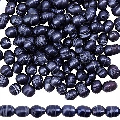 Prussian Blue 2 Strands Natural Cultured Freshwater Pearl Beads Strands, Rice, Dyed, Prussian Blue, 4~10x4~7.5x4~7.5mm, Hole: 0.5~0.9mm, about 47~52pcs/strand, 13.98~14.17 inch(35.5~36cm)