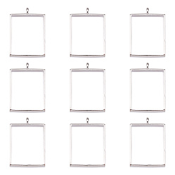 Platinum Alloy Open Back Bezel Big Pendants, For DIY UV Resin, Epoxy Resin, Pressed Flower Jewelry, Rectangle, Platinum, 29x20x5mm, Hole: 2.2mm
