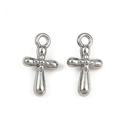 Нержавеющая Сталь Цвет 304 кулон из нержавеющей стали, крест очарование, анти-тускнение, цвет нержавеющей стали, 16x9x5 мм, отверстие : 1.8 мм