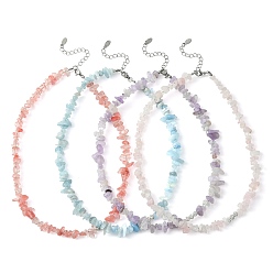 Смешанные камни Кусочки натуральных смешанных драгоценных камней, украшенные бисером, колье из нержавеющей стали, для женщин, 16.42x0.20 дюйм (41.7x0.5~1.2 см)